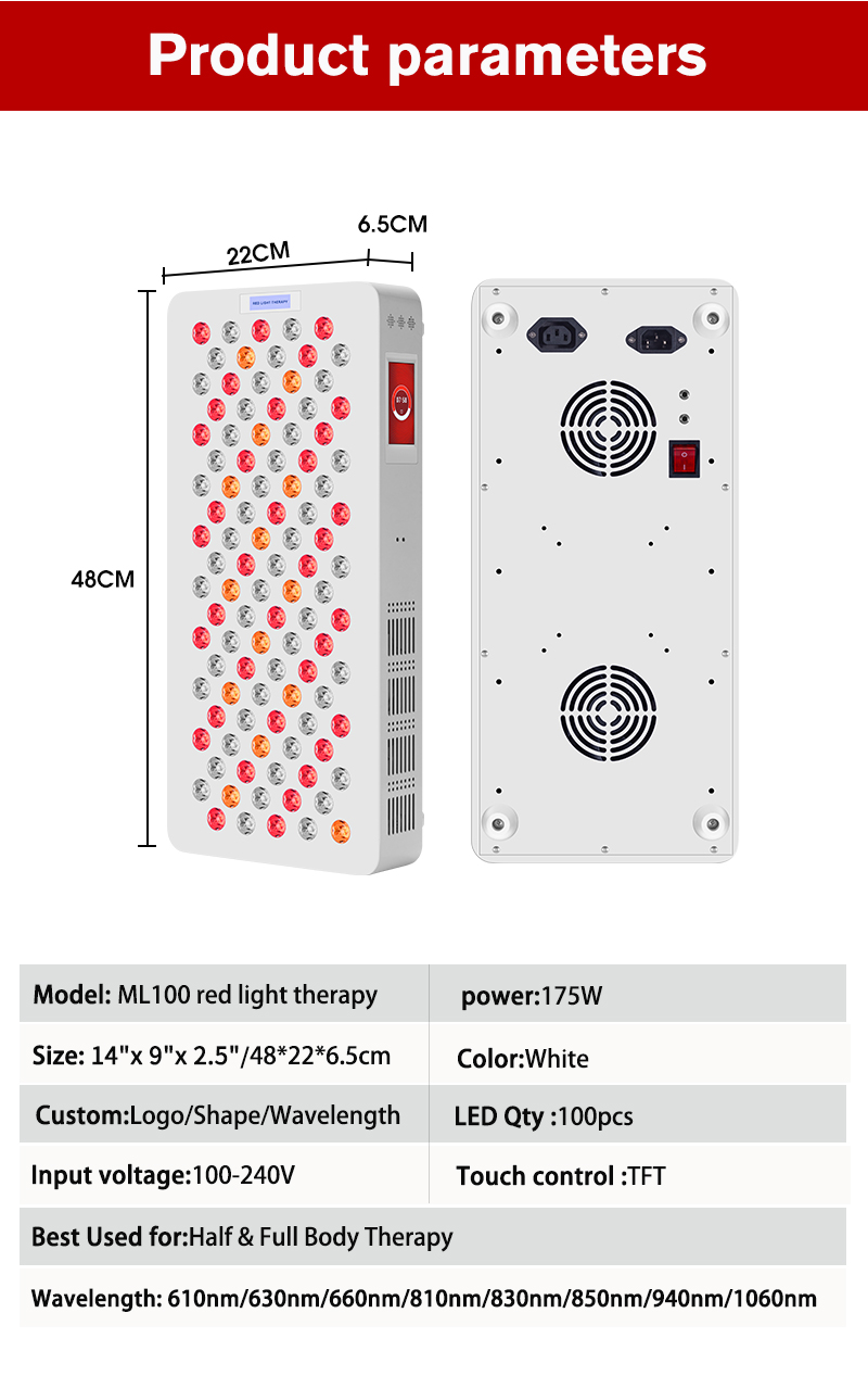 6.2-ML 100 Red Light Therapy Panel details