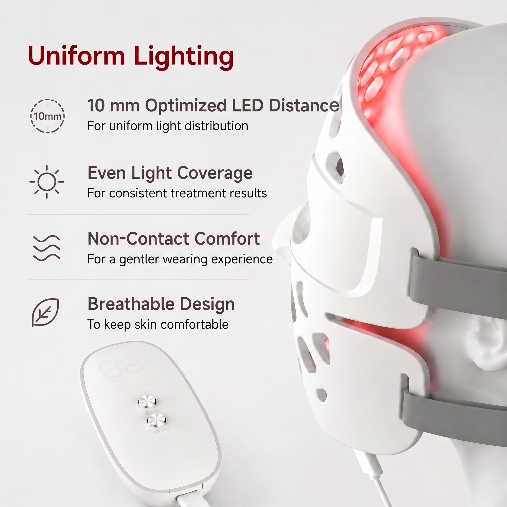 5. OEM ODM LED-ansiktsmaske med r&oslash;dt lys - uniform belysning