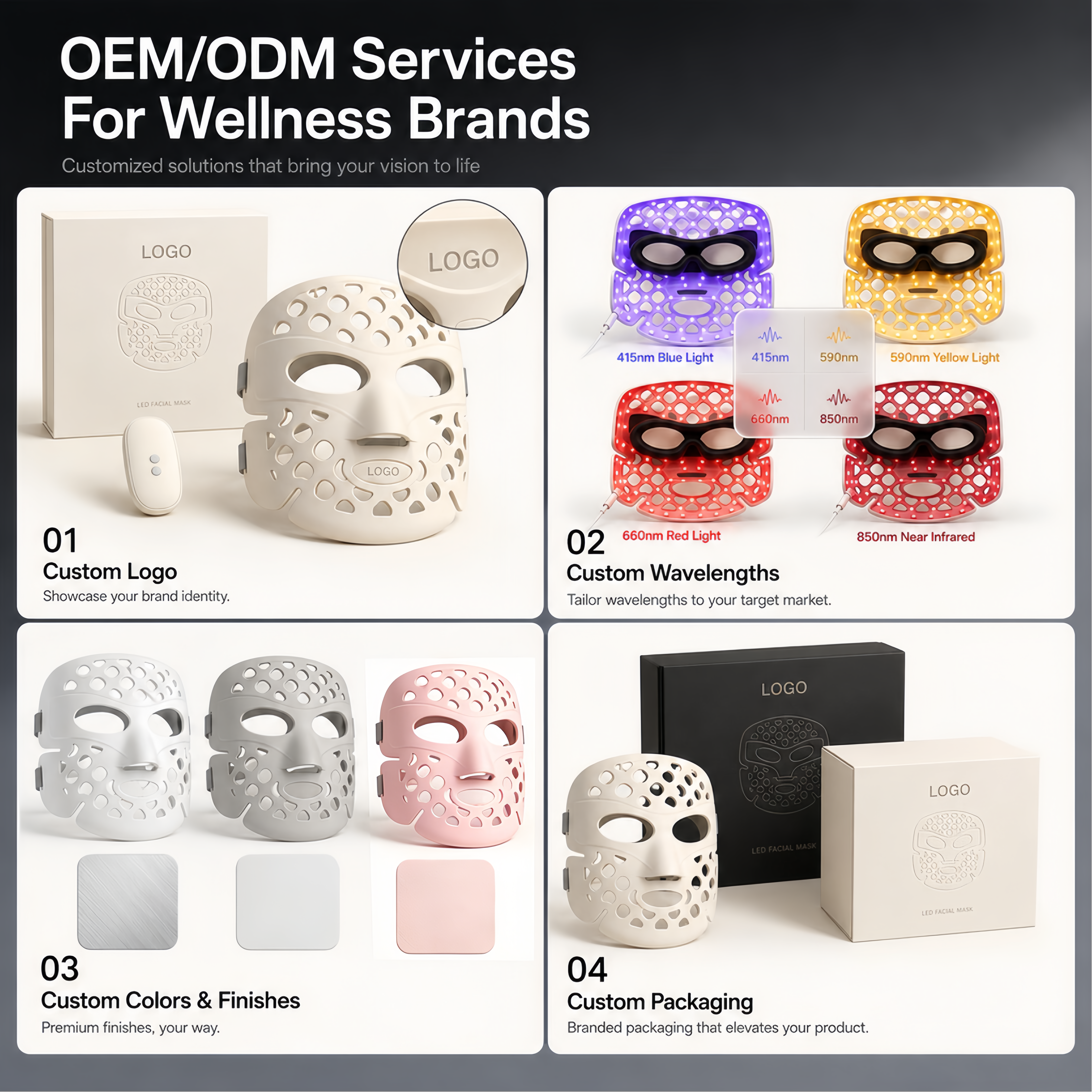 8. OEM ODM LED-ansiktsmaske med r&oslash;dt lys - Tilpasning